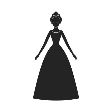 Önlüklü Prenses ve Taçlı Siluet Vektör İllüzyonu