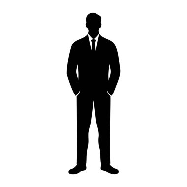 Ayakta Duran İşadamı Silueti Elleri Pockets Vektör Resimlerinde