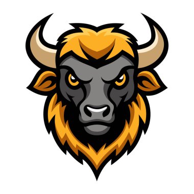 Vahşi Bizon Boğa Başlı Maskot Vektör İllüzyonu