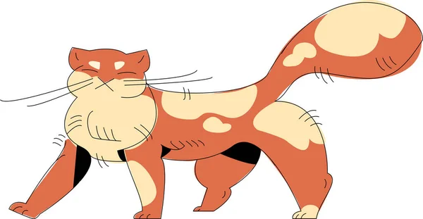 Kočka Flíčky Ilustrace Vtipný Kočičí Vektor Červená Kočička Tečkami — Stockový vektor