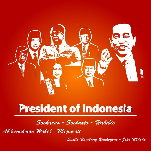 Vector Illustration Indonesian President History — Stock Vector