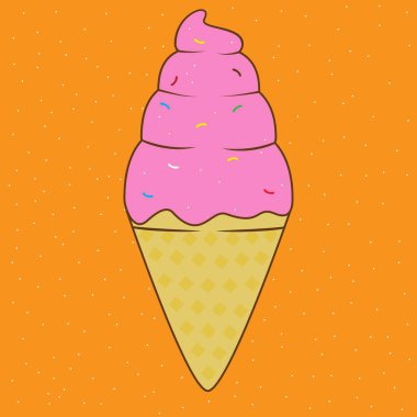 Kar efektli çilekli dondurma ikonu