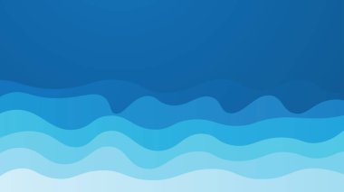 Kağıt kesim tarzı deniz dalgası tasarım arka planı. Kağıt kesiği şekilli mavi arkaplan. Mavi ve beyaz kağıt arkaplanı metin alanı ya da kopyalama alanı ile keser. Basit mavi kağıt kesimi arka plan. Soyut pankart tasarımı