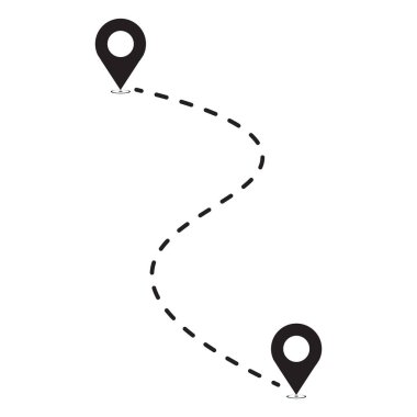 Harita, rota, GPS mesafesi, yol haritası. Uzaklık simgesi illüstrasyonu