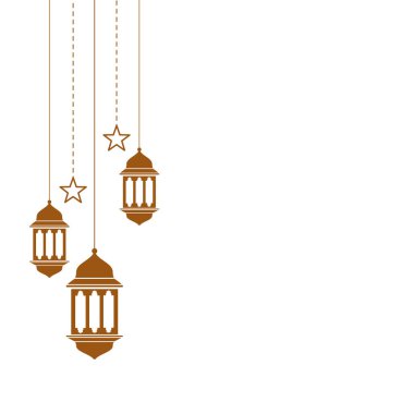 Şeffaf bir arkaplanda Ramazan feneri. Ramazan ve İslam festivali için İslami lamba süslemesi