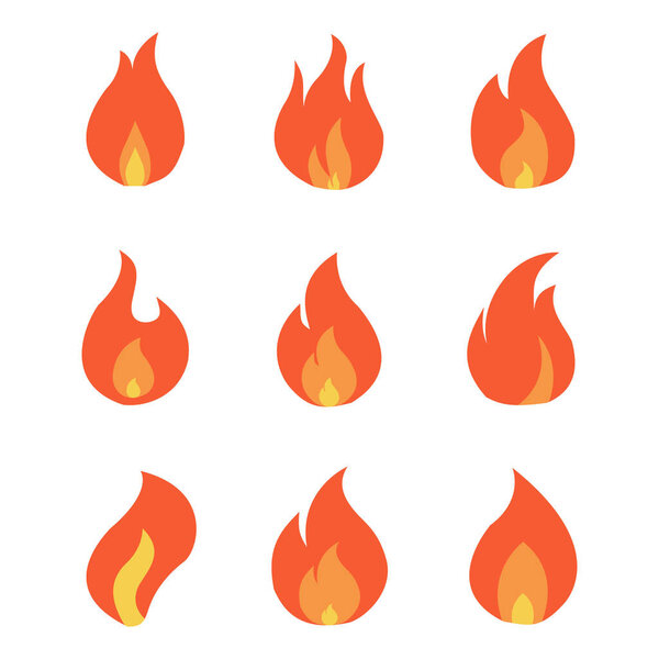Fire sign. Fire flame icon isolated on white background. Vector illustration