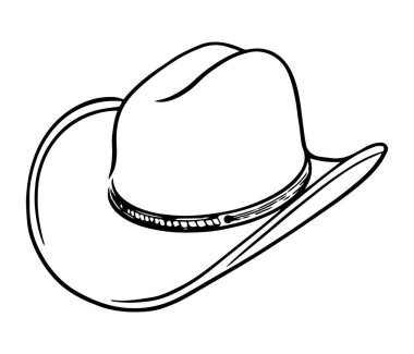 Kovboy Şapka Png. Kovboy şapkası çizimi, basit kovboy şapkası çizimi, beyaz arkaplan vektör illüstrasyonuna izole edilmiş resim çizimi..