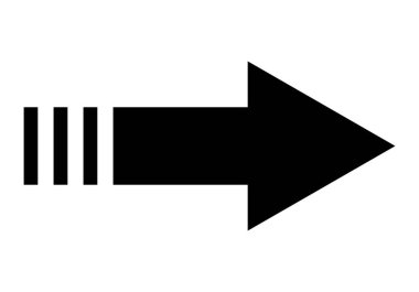 Beyaz arka planda siyah ok. Ok sağ tarafı gösteriyor. Ok şekli ögesi