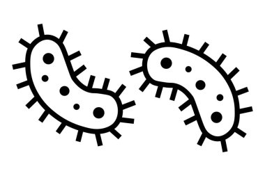 Beyaz arka planda izole edilmiş mikrop hattı ikonu. Virüs ve Bakteri Sembolü. Bakteri, Enfeksiyon, Hastalık, Virüs, Hücre, Grip, Araştırma, Pandemia, Ağız Konsepti