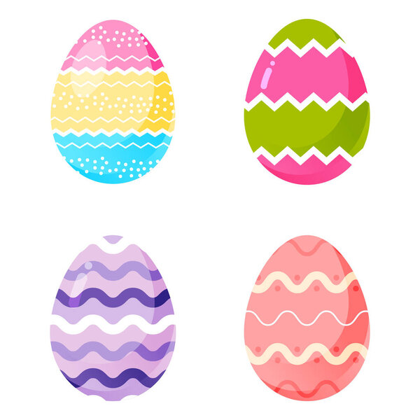 Easter eggs flat design on transparent background. Colorful easter eggs vector