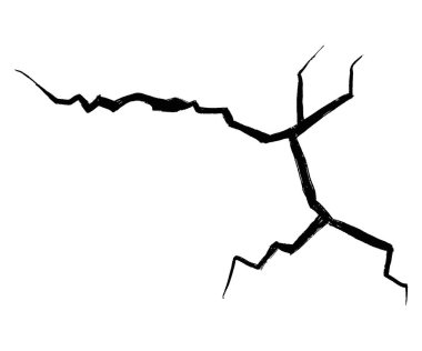 Yüzey çatlağı ve doku toprak kuru çatlak. Toprakta çatlak, beton, felaket manzarasından yarıklar. Beyaz arka planda izole edilmiş deprem nedeniyle kara yüzeyindeki kırıklar
