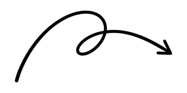 Elle çizilmiş ok. Eğri ok simgesi. İş ve eğitim tasarım unsuru için nokta simgesi tasarımını işaretle.