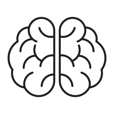 Beyin ikonu. İnsan beyin sembolünün en az çizgi sanatı. Beyin logosu silueti