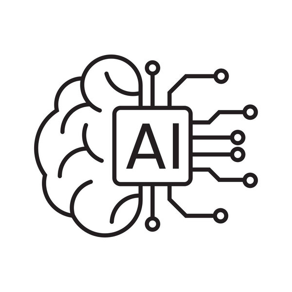 AI brain chip logo. Brain circuit ai tech concept icon. AI Processor vector icon