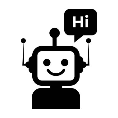 Ai Chatbot asistan ikonu. Yapay zeka. Sanal asistan olarak ai chat botunu kullanmak. Şirin sohbet robotu selam söylüyor.