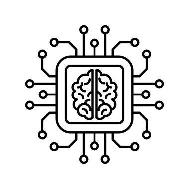 Yapay zeka beyin çipi simgesi. Teknoloji, ai ve makine öğrenme temalarında kullan.