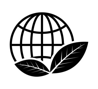 Çevresel Küre ve Yaprak Simgesi Şeffaf Arkaplanda İzole Edildi