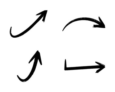 El çizimi grunge ok vektörü. Grunge ok fırçası. Grunge ok boyası sağa bakıyor..