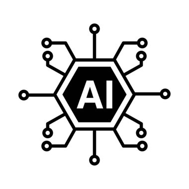 Yapay Zeka İşlemcisi Simgesi Beyaz Arkaplanda izole edildi. Yapay Zeka Simgesi
