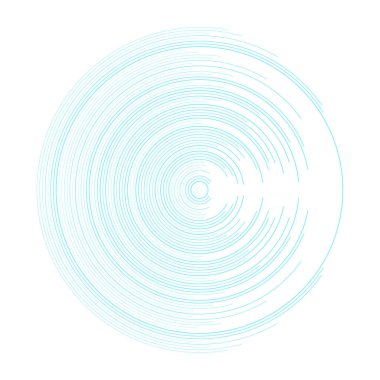 Mavi dairesel çizgiler soyut fütüristik teknoloji. Beyaz zemin üzerinde mavi dijital çizgiler olan simetrik soyut daire tasarımı. Teknoloji, veri ve yenilik temaları için mükemmel.