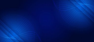 Mavi teknoloji ışıkları arka planda daire çiziyor. Gelecekçi teknoloji çemberi arkaplan çizgisi