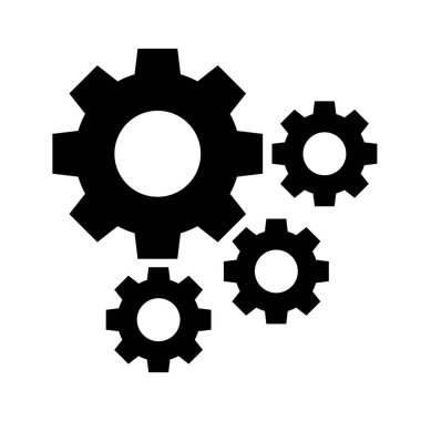 Vites simgesi. Çarklı grup siyah ikonu. Vites ayarı simgesi