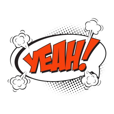 Komik konuşma balonu. Evet, çizgi roman efekti düzenlenebilir metin tarzı çizeri. vektör tasarım şablonu