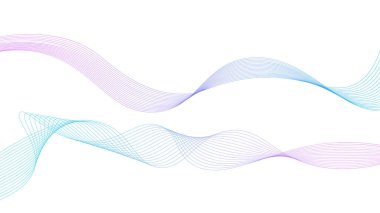 Şeffaf arkaplanda izole edilmiş renkli pürüzsüz dalga harmanlama hatları. Akan dalga çizgileri. Teknoloji, bilim, modern konsept iş hatları