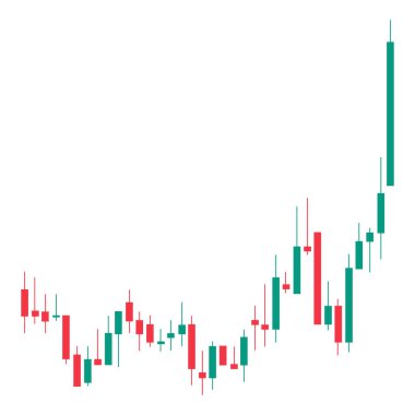 Boğa pazarı şamdanı şeması, şeffaf arka planda izole edilmiş. Ticaret, ön ödeme, para birimi, borsa konsepti
