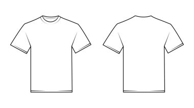 Beyaz gömlek şeffaf arkaplanda izole edilmiş. Tişört şablonu ön ve arka görünüm