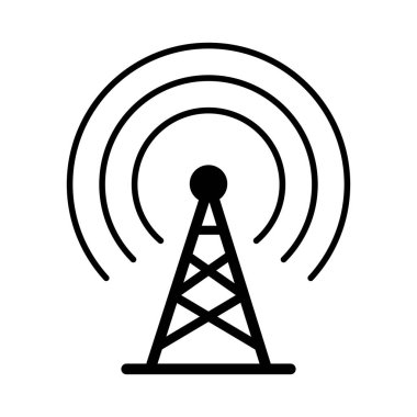 Radyo kulesi ikonu. Şeffaf arkaplanda anten ve iletişim kulesi simgesi