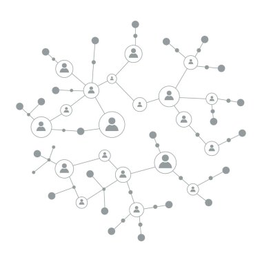 İş çevrimiçi bağlantı kavramı. Sosyal ağ bağlantısı ve küresel iş iletişimi. Beyaz arkaplanda izole edilmiş dijital insanlar ağı