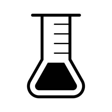 Laboratuvar Matarası Simgesi. Laboratuvar deney şişesi ikonu. Mataradaki kimyasal deney. hemistry ve biyoloji sembolü