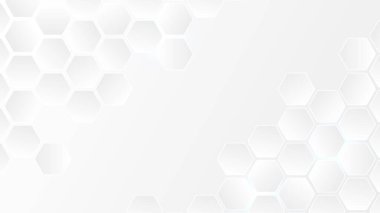 Soyut altıgen teknoloji geçmişi. Gelecekçi bal peteği mozaik beyaz arkaplan