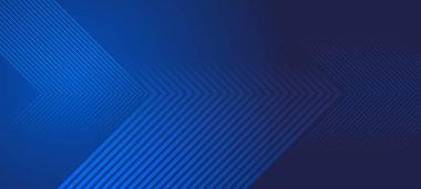 Mavi parlak geometrik ok çizgileri olan soyut mavi bir arkaplan. Modern parlak çizgili geometrik çizgiler. Işık efektli fütürist teknoloji çizgileri