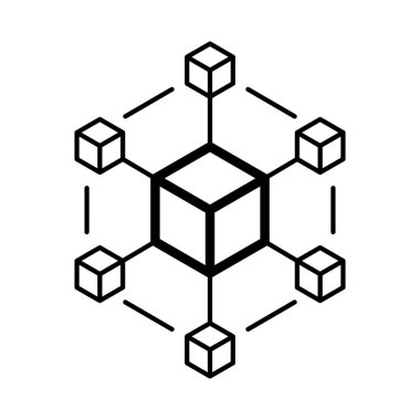 Blockchain simgesi. Şifreleme para birimi blok zinciri logo simgesi şeffaf arkaplanda izole