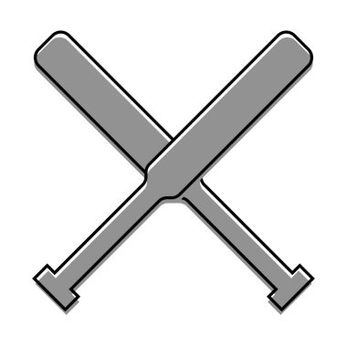 Beyzbol sopasının düz simgesi. Beyazlar üzerinde izole edilmiş çapraz beyzbol sopaları