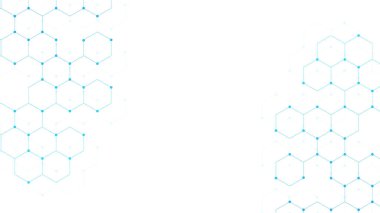 Soyut altıgen biçimli teknoloji dijital yüksek teknoloji arka planı. Geometrik mavi pankart tasarımıyla altıgen. Moleküler mavi yapı soyut teknoloji geçmişi. Molekül DNA 'sı