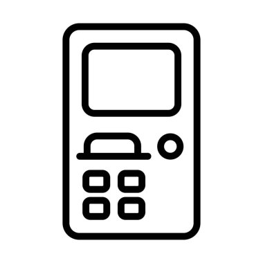 Para aktarımı ve ödeme için ATM makine simgesi beyaz arka planda izole