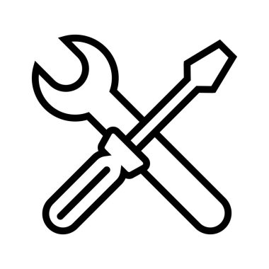 Anahtar araçları simgesi. Bakım, teçhizat, tornavida ve tamir aletleri kavramı
