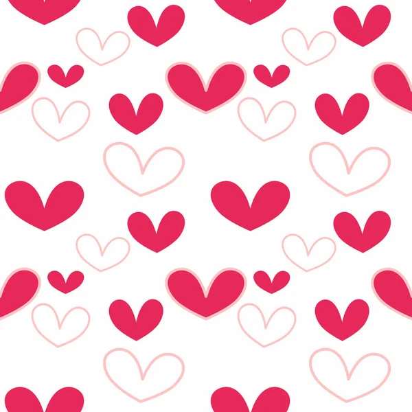 Nahtloses Muster Mit Roten Herzen Auf Weißem Hintergrund — Stockfoto