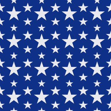 Beyaz arkaplandaki vektör yıldızları pürüzsüz desen.