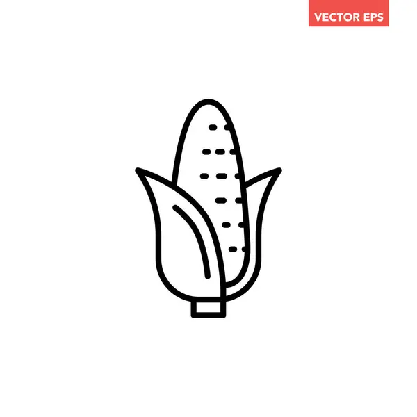 stock vector Black single corn line icon, simple vegetable foodstuff element outline flat design pictogram, infographic vector for app logo web button ui ux interface isolated on white background