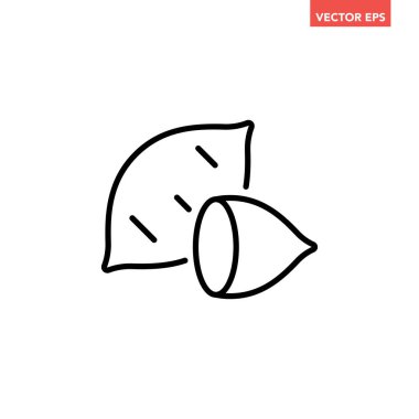 Siyah tatlı patates çizgisi simgesi, basit sebze düz tasarım pictogram, uygulama logosu için infografik vektör ui ux arayüzü elementleri beyaz arkaplanda izole edildi