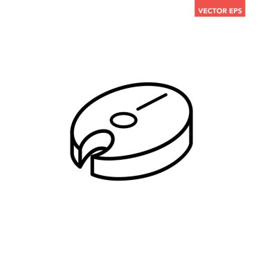 Siyah tek balıklı biftek çizgisi simgesi, basit taze et düz tasarım pictogram, uygulama logosu için infografik vektör ui ux arayüzü elementleri beyaz arkaplanda izole edildi
