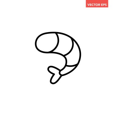 Kabuksuz tek pişmiş karides, basit düz tasarım pictogram, uygulama logosu web sitesi düğmesi ui ux arayüzü elementleri için infografik vektör beyaz arkaplan üzerinde izole edilmiş