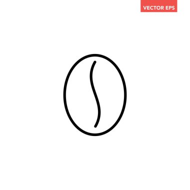 Siyah kahve çekirdeği çizgisi simgesi, basit taslak taze kafein düz tasarım pictogram, uygulama logosu için infografik vektör ui ux arayüzü elementleri beyaz arkaplanda izole edildi