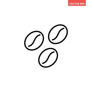 Siyah kahve çekirdekleri koleksiyonu simgesi, basit kafein enerjisi düz tasarım piktogram, uygulama logosu için infografik vektör ui ux arayüzü elementleri beyaz arkaplanda izole edildi