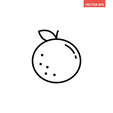 Siyah tek turuncu çizgi simgesi, basit taze meyve yassı tasarımı pictogram, uygulama logosu için infografik vektör ui ux arayüzü elementleri beyaz arkaplanda izole edildi