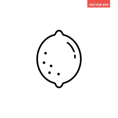 Siyah tek limon çizgisi simgesi, basit sulu meyve düz tasarımı pictogram, uygulama logosu için infografik vektör ui ux arayüzü elementleri beyaz arkaplanda izole edildi
